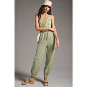 [Anthropologie] Daily Practice Sage Green Oros Sleeveless Jumpsuit Size Medium M